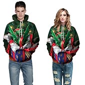 abordables Sudaderas y sudaderas con capucha divertidas-Dinosaurio Suéter de navidad Sudadera Pullover Sudadera con capucha navideña divertida Impresión 3D Hombre Mujer Navidad Carnaval Mascarada Nochebuena Navidad Adultos Fiesta Navidad Cima