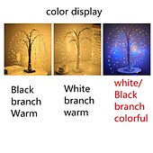 お買い得  装飾ライト-led 柳クリスマス ツリー ナイト ライト 192leds タッチ コントロール 8 モード妖精の夜ランプ寝室の結婚式パーティー家の装飾