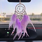 cheap Dreamcatcher-Pink Dream Catcher Handmade Gift with Feather Wall Hanging Decor Art Wind Chimes Boho Style Car Hanging Home Pendant