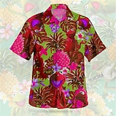 economico Camicie taglie forti da uomo-Per uomo Floreale Ananas Rana Camicia Camicia hawaiana Camicia grafica Camicia Aloha Manica corta Camicia Collo ripiegabile Esterno Strada Stampa 3D Rosso verde Verde oliva Rosa Rosso Blu Bottone giù