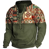 abordables Sudaderas 3D para hombre-Hombre Estampados Sudadera Pull-over Manga Larga Camisa de entrenamiento Escote en Pico Vintage Design Básico Impresión 3D Casual Ropa de calle Estampado Primavera Otoño Invierno