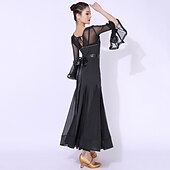 voordelige Standaard Balzaal-Ballroomdansen Kleding Gesplitst Kristallen / Bergkristallen Dames Prestatie Opleiding Lange mouw Polyester Netstof Spandex