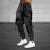 お買い得  スウェットパンツ-男性用 スウェットパンツ ジョガー ズボン ドローストリング サイドポケット 弾性ウエスト グラフィック 履き心地よい 高通気性 スポーツ・アウトドア カジュアル 日常 コットン混 テリー ストリートファッション デザイナー アーミーグリーン ブルー マイクロエラスティック