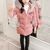 abordables Doudoune et doudoune pour fille-Manteau Duvet Enfants Fille Couleur Unie Actif École Polyester Manteau Vêtements d&#039;extérieur 3-12 ans Automne Rose Claire