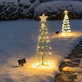 economico Luci di Natale-albero di natale con luci luci di via all&#039;aperto solare 50 led luci di palo a led lampade a stringa giardino esterno albero di natale in metallo 6 m / 19,7 pollici