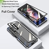 Χαμηλού Κόστους Samsung Θήκη-Θήκη τηλεφώνου για Samsung Galaxy Z Fold 5 Z Fold 4 Z Fold 3 Z Fold 2 με μαγνητική προσκόλληση αναστρέψιμη καθρέφτη διαφανής διαφανές γυαλί tempered μέταλλο