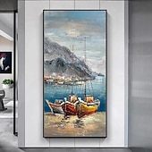 abordables Peintures paysages-Mintura main bateau paysage peintures à l&#039;huile sur toile mur art décoration moderne abstrait image pour la décoration intérieure roulé sans cadre non étiré peinture