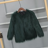 abordables Vestes et manteaux pour filles-Manteau en fausse fourrure Bébé Fille Couleur unie Actif Ecole Polyester Manteau Vêtements d&#039;extérieur 7-13 ans Hiver Biège