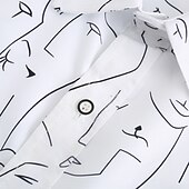 economico camicia da uomo con bottoni-Per uomo Pop art Camicia Manica lunga Camicia Colletto classico Informale Giornaliero Bianco Abbigliamento Semplice