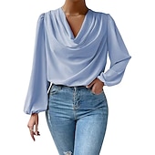 cheap Dressy Tops-Blouse Women&#039;s Black White Pink Solid Colored Office Valentine&#039;s Day Party Basic V Neck Regular Fit S