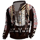 cheap Men&#039;s Henley Sweatshirts-Men&#039;s Graphic Prints Sweatshirt Pullover Button Up Hoodie Long Sleeve Sweatshirt Standing Collar Streetwear Designer Casual 3D Print Casual Daily Sports Print Spring &amp;  Fall