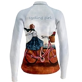 preiswerte Radtrikot Damen-Damen Radtrikot Hund Lustig Langarm Fahhrad Trikot Oberteil mit 3 Gesäßtaschen Mountainbike MTB Straßenradsport Schnelltrocknend Reflektierende Streifen Rückentasche Feuchtigkeitsableitend Sport Wei