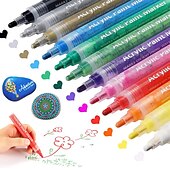 preiswerte Mal-, Zeichen- und Künstlerbedarf-Acrylstifte Farbmarker für Felsmalerei, Leinwand, Holz, Glas, Stoff, Metall, Kunststoff, Kunsthandwerk, Ostereier, Kürbis, Scrapbooking-Zubehör, Graffiti-Marker für Erwachsene und Kinder