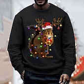 abordables Disfraz de animal navideño-Hombre Graphic Navidad fea Sudadera Sudadera Pull-over Manga Larga Camisa de entrenamiento Cuello Barco Básico Casual Grande y alto Deporte Deportes Ropa de calle Estampado Otoño Invierno