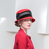 お買い得  パーティーハット-ビンテージ スタイルのエレガントな 100% ウール / フェザー付きフランネル帽子 / トリム 1pc 特別な行事 / 休日のかぶと