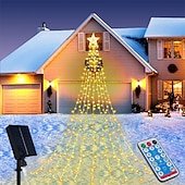 baratos Luzes de cordas de férias-Luzes de Corda de Árvore de Natal Solar 350 LED com 8 Modos e Temporizador Luzes Estrelas Exteriores à Prova d&#039;Água para Decoração de Janela de Natal Jardim Casamento Decoração de Férias