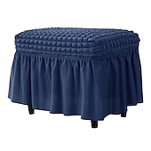 economico Fodera per poggiapiedi-fodera per pouf in spandex seersucker, fodera per poggiapiedi rettangolare elasticizzata bordeaux, fodere lavabili e sfoderabili per pouf contenitore, protezione in spandex alta per poggiapiedi