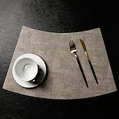 abordables Plaidemats &amp; Coasters &amp; Trivets-Manteles individuales de piel sintética para mesa redonda, 1 unidad, manteles individuales con forma de cuña, manteles redondos resistentes al calor para mesa de comedor, manteles impermeables de PU