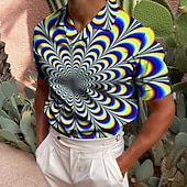 ieftine Polo imprimat pentru bărbați-Bărbați 3D Print Tricou POLO Cămașă de golf Manșon scurt Cămașă Răsfrânt Casual Zilnic Tipărire 3D Negru Albastru piscină Mov Trifoi Curcubeu Imprimeu Buton în jos Îmbrăcăminte Modă Designer Casual