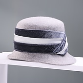 お買い得  パーティーハット-ビンテージ スタイルのエレガントな 100% ウール / フェザー付きフランネル帽子 / トリム 1pc 特別な行事 / 休日のかぶと