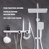 abordables Grifos de ducha-Grifo de ducha, sistema de ducha Sistema de cabezal de ducha tipo lluvia Ducha de mano incluida Ducha multirociador Acabados pintados contemporáneos Montaje exterior Válvula de cerámica Grifos