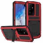 cheap Samsung Cases-Phone Case For Samsung Galaxy S23 S22 S21 S20 Plus Ultra Note 20 Ultra A32 Full Body Case with Stand Holder Dustproof Military Grade Protection Solid Colored Armor Tempered Glass Metal Aluminium