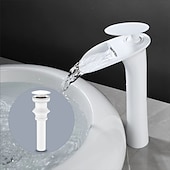 cheap Bathroom Sink Faucets-Waterfall Bathroom Sink Mixer Faucet Tall, Mono Wash Basin Single Handle Taps Deck Mounted, Washroom with Hot and Cold Hose Monobloc Vessel Water Brass Tap