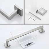 お買い得  浴室用アクセサリーセット-Bathroom Accessory Set 4 Piece Stainless Steel,Wall Mounted Towel Bar,Toilet Paper Holder,Toilet Brush Holder and Robe Hook,Bathroom Hardware Set(Black/Golden/Chrome/Brushed Nickel)