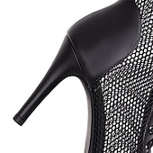 abordables Botas de baile-Botas de baile de malla con cordones negros sexys para mujer con diseño de punta abierta: ideales para fiestas de baile y presentaciones