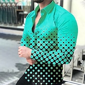 economico Geometrica-Per uomo A pois Geometrica Camicia Camicia con bottoni Manica lunga Di tendenza Originale Informale Esterno Giornaliero Primavera &amp; Autunno Collo ripiegabile Stampa Bottone giù Giallo Viola Arancione