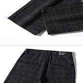 cheap Chinos-Men's Fleece Pants Trousers Winter Pants Chinos Plaid Dress Pants Pocket Elastic Waist Plaid Comfort Soft Daily Holiday Going out Streetwear Classic Style Black Grey Micro-elastic