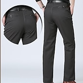 Herre Dressbukser Bukser Lomme Rett ben عادي Komfort Pustende Full lengde Bryllup Avslappet Daglig 100 % bomull Sport Stilfull Militærgrønn Svart Høy Midje Uelastisk billige Slank-Herre Dressbukser Bukser Lomme Rett ben عادي Komfort Pustende Full lengde Bryllup Avslappet Daglig 100 % bomull Sport Stilfull Militærgrønn Svart Høy Midje Uelastisk