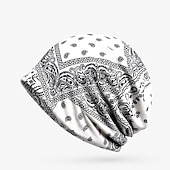 Недорогие Шапка-бини-Муж. Шапка-бини и шарф в комплекте Винно-красный Черный Акриловые волокна Трикотаж Два способа использования Спорт и отдых На каждый день на открытом воздухе Дом Повседневные Цветок / Растения