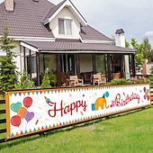 cheap Outdoor Flags &amp; Banners-Happy Birthday Banner, Birthday Banner Decorations, Birthday Outdoor &amp; Indoor Hanging Decor, Holidays Party Decor Supplies 300*50cm (10ft*18.9 Inch)