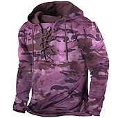 baratos Padrão 3D-Homens Côr Camuflagem Estampas Abstratas Moletom Moletons Roupa de rua Designer Manga Longa Com Capuz Desportos e Ar livre Diário Esportes Verde Tropa Vermelho Cordões Imprimir Primavera &amp; Outono