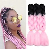 economico Capelli all&#039;uncinetto-Trecce per capelli a crochet Jumbo Trecce a scatola Rosa Capelli sintetici 24 pollice Capelli intrecciati 5 pezzi