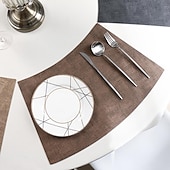 abordables Plaidemats &amp; Coasters &amp; Trivets-Manteles individuales de piel sintética para mesa redonda, 1 unidad, manteles individuales con forma de cuña, manteles redondos resistentes al calor para mesa de comedor, manteles impermeables de PU