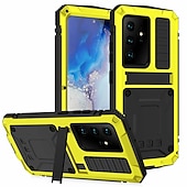 cheap Samsung Cases-Phone Case For Samsung Galaxy S23 S22 S21 S20 Plus Ultra Note 20 Ultra A32 Full Body Case with Stand Holder Dustproof Military Grade Protection Solid Colored Armor Tempered Glass Metal Aluminium