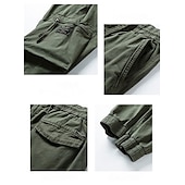 billiga Cargobyxor-Herr Militärbyxor Cargo byxor Långbyxor Arbetsbyxor Snörning Elastisk midja Flera fickor Slät Komfort Andningsfunktion Ledigt Dagligen Streetwear 100 % bomull Sport Mode Svart Grön Microelastisk