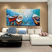abordables Peintures paysages-Mintura main bateau paysage peintures à l&#039;huile sur toile mur art décoration moderne abstrait image pour la décoration intérieure roulé sans cadre non étiré peinture