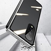 Χαμηλού Κόστους Samsung Θήκη-Θήκη τηλεφώνου για Samsung Galaxy Z Fold 5 Z Fold 4 Z Fold 3 Z Fold 2 με μαγνητική προσκόλληση αναστρέψιμη καθρέφτη διαφανής διαφανές γυαλί tempered μέταλλο