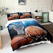 billige Dynetrekk sett-3d sengetøy sport basketball baseball print dynetrekk sengesett dynetrekk med 1 print print dynetrekk eller trekk， 2 putevar for dobbel/dronning/konge