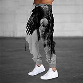 お買い得  スウェットパンツ-男性用 スウェットパンツ ジョガー ズボン ドローストリング サイドポケット 弾性ウエスト グラフィック イーグル 履き心地よい 高通気性 スポーツ・アウトドア カジュアル 日常 テリー ストリートファッション デザイナー ブラック パープル マイクロエラスティック