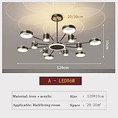 economico Luci a sospensione-lampada a sospensione a led dimmerabile, lampadario sputnik moderno cerchio a 12 luci paralume in acrilico lampada da soffitto in metallo vintage con finitura cromata per isola cucina sala da pranzo