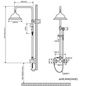 abordables Appareils de douche extérieurs-Ensemble de robinets de système de douche vintage mitigeur en céramique, pommeau de douche à effet pluie en laiton de 8 pouces avec douchette à main, baignoire murale antique et kit de douche salle de bain