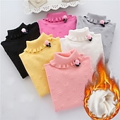 cheap Sweaters &amp; Cardigans-Toddler Girls&#039; Sweater Solid Color School Long Sleeve Active 7-13 Years Fall Black White Yellow