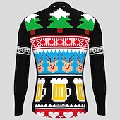 billiga Tröjor för män-herrcykeltröja långärmad cykeltröja med 3 bakfickor ful jul rolig jul mountainbike mtb landsvägscykel cykling andas snabbtorkande fukttransporterande reflexremsor svart