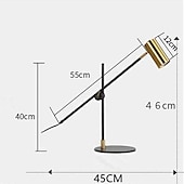 billiga bords- och golvlampa-skrivbords-/bordslampa, matt mässingsfinish, justerbar höjd, balansarm, in-line vippströmbrytare