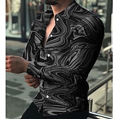 economico Geometrica-Per uomo Gradiente Geometrica Camicia Camicia con bottoni Manica lunga Di tendenza Originale Informale Esterno Per eventi Estate Primavera Collo ripiegabile Stampa Bottone giù Rosso Blu Viola chiaro