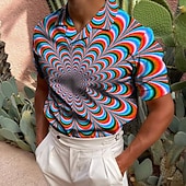 ieftine Polo imprimat pentru bărbați-Bărbați 3D Print Tricou POLO Cămașă de golf Manșon scurt Cămașă Răsfrânt Casual Zilnic Tipărire 3D Negru Albastru piscină Mov Trifoi Curcubeu Imprimeu Buton în jos Îmbrăcăminte Modă Designer Casual